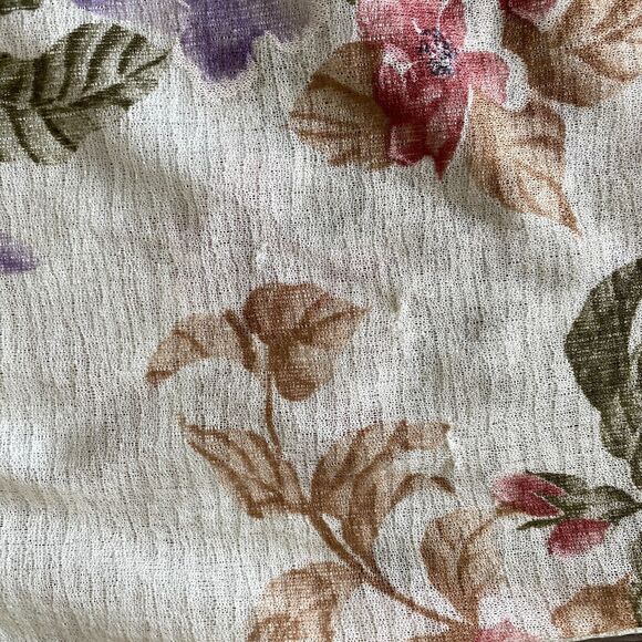 VTG Mynette Women's 14 Dress Sheer Tropical Floral Cream Flutter Sleeve 70's - Picture 11 of 14